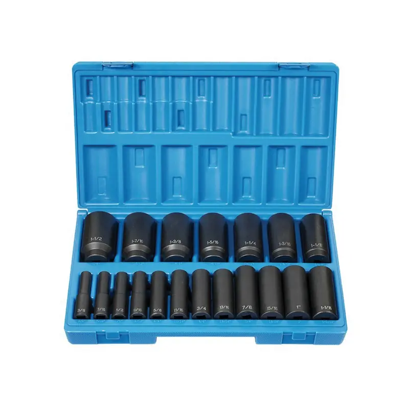1/2" Dr. 19 Pc. Deep Length Fract. Set - 12 Point Gre1719d Grey Pneumatic 1