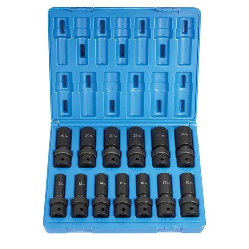 1/2" Drive 13 Pc. Deep Length Metric Univ. Set Gre1313umd Grey Pneumatic 1