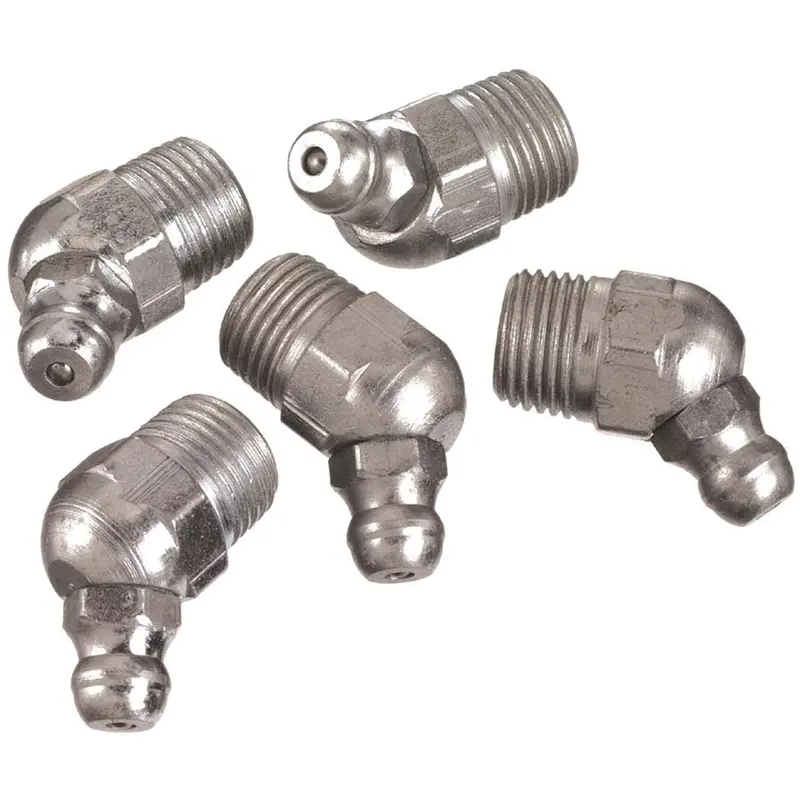 1/4" - 28 Taper Short Thread 45 Degree Angle Grease Fittings -Card Of 10 Lin5291 Lincoln Lubrication 1