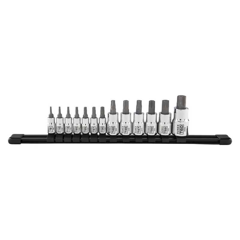 1/4", 3/8" And 1/2" Drive 13 Piece Chrome Star Bit Socket Set Sun912313s Sunex 1