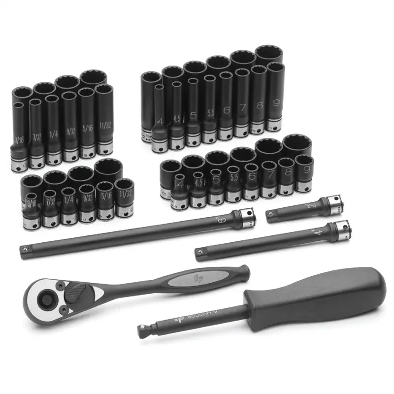 1/4" Dr. 53Pc Fract. & Metric Duo-Socket Set - 12 Pt. Gre89253crd Grey Pneumatic 1