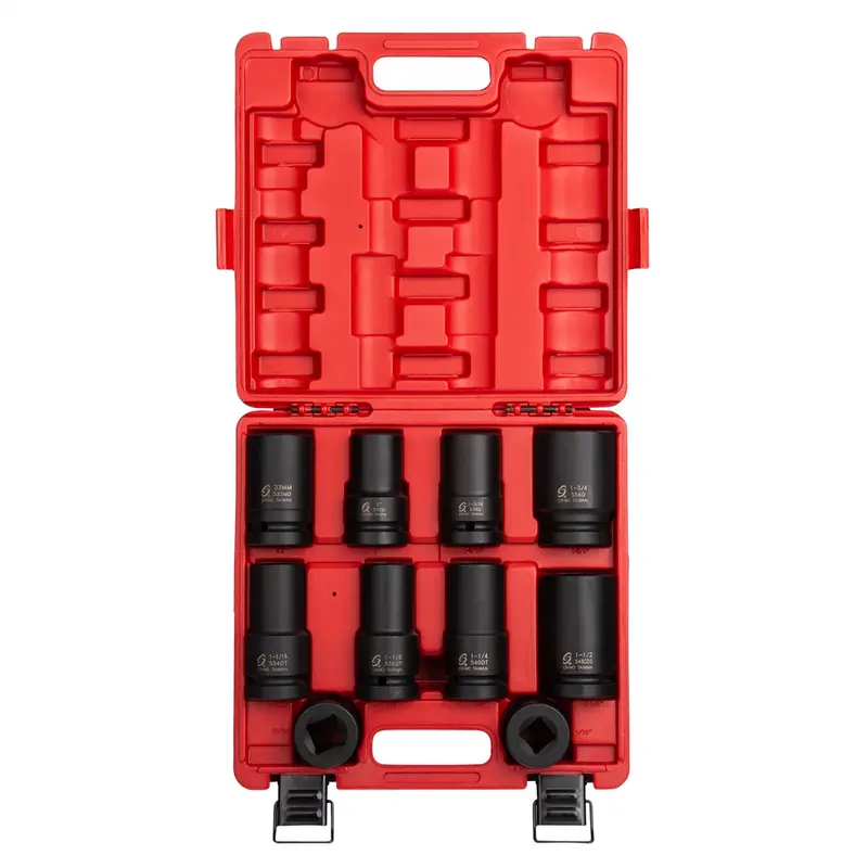 10 Pc. 1" Drive Fractional Sae / Metric Hd Wheel Impact Socket Set Sun5690a Sunex 1
