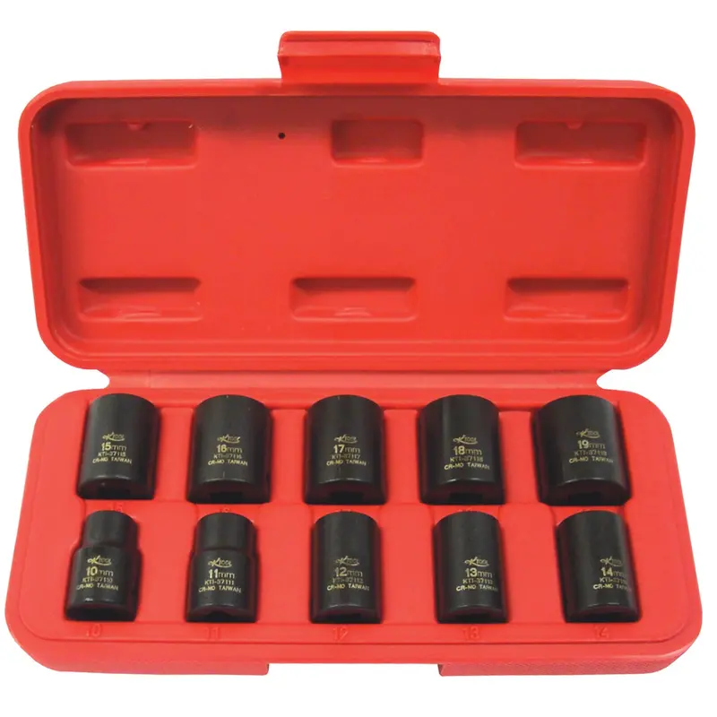 10-Pc 3/8" Drive 6-Point Metric Standard/Short Impact Socket Set Kti37100 K Tool International 1