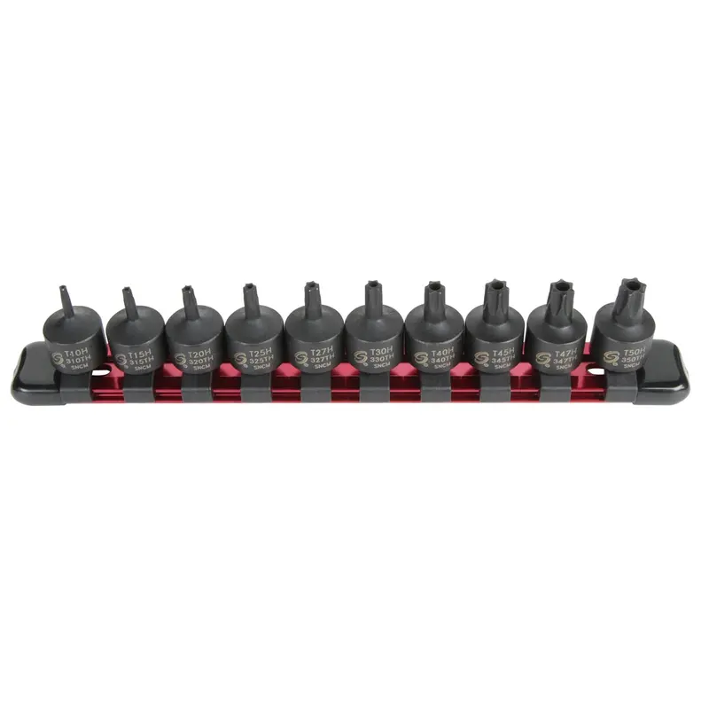 10 Pc. 3/8" Drive Stubby Tamperproof Impact Star Bit Set Sun3641 Sunex 1