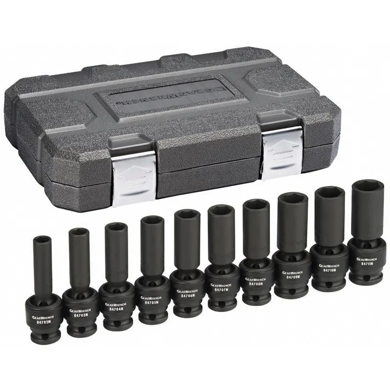 10 Piece 1/2" Drive 6 Point Metric Deep Universal Impact Socket Set Kdt84945n Gearwrench 1