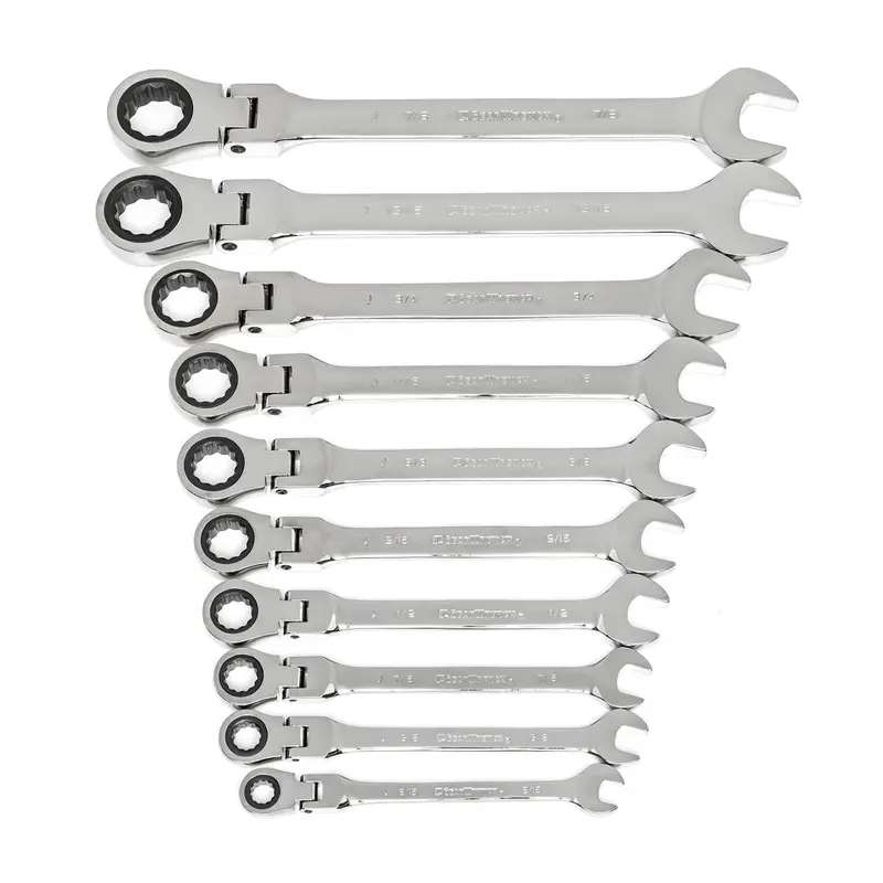 10Pc Sae Flex-Head Ratcheting Combination Wrench Kdt85893 Gearwrench 1