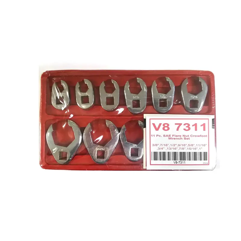 11 Piece 3/8" Drive Sae Flare Nut Crowfoot Wrench Set V8t7311 V-8 Tools 1