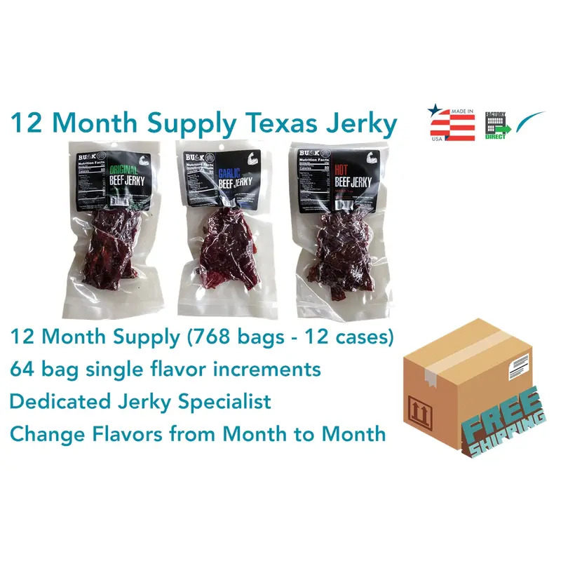 12 Month Qty. Of Texas Jerky (Flavors Of Choice) Critexbuy12 Curien 1