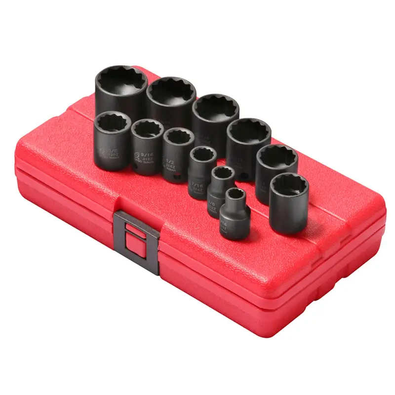 12 Pc. 3/8" Drive 12-Point Std Fract Sae Impact Socket Set Sun3674 Sunex 1