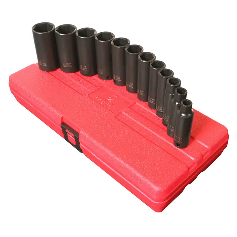 12-Piece 3/8" Drive 6 Point Deep Sae Socket Impact Socket Set  Sun3361 Sunex 1