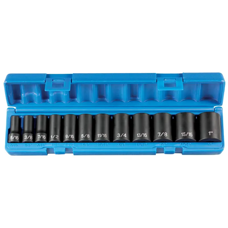 12-Piece 3/8" Drive Semi Deep 12 Point Sae Impact Socket Set Gre1202sd Grey Pneumatic 1