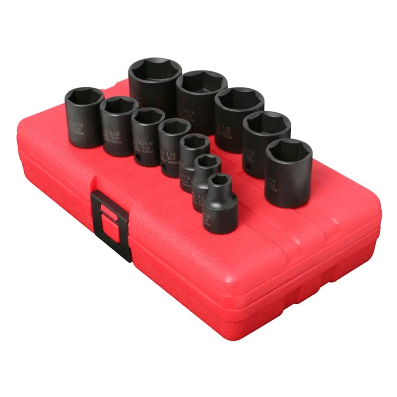 12-Piece 3/8 In. Drive 6-Point Standard Fractional Sae Socket Impact Set Sun3360 Sunex 1