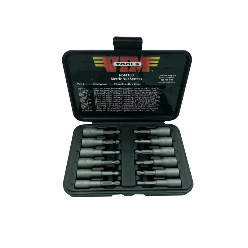 12 Piece Metric Power Drive Nut Setter Set With Magnetic And Hollow Point Drivers Vimnsm100 Vim Products 1