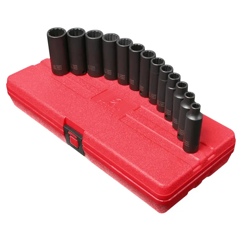 13 Pc. 3/8" Drive 12-Point Metric Deep Impact Socket Set Sun3682 Sunex 1