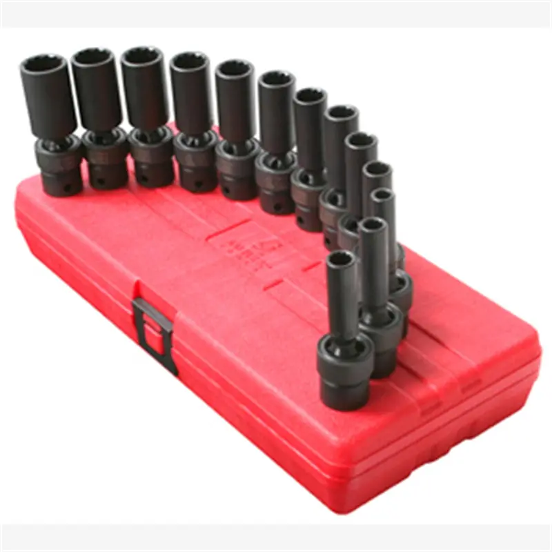 13 Pc. 3/8" Drive, 12-Point Metric Univ. Deep Impact Socket Set Sun3678 Sunex 1