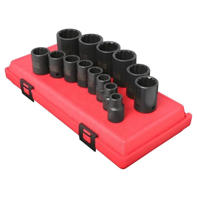 14-Piece 1/2 In. Drive 12-Point Standard Fractional Sae Impact Socket Set Sun2678 Sunex 1