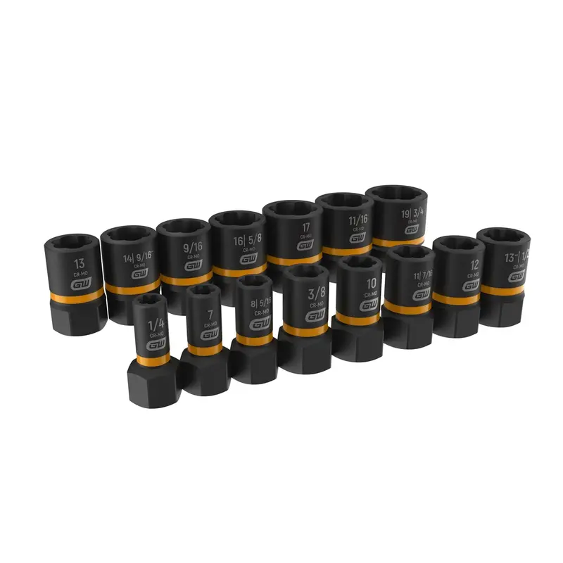15-Pc 1/4" & 3/8" Drive Bolt Biter Impact Extraction Socket Set Kdt84783 Gearwrench 1