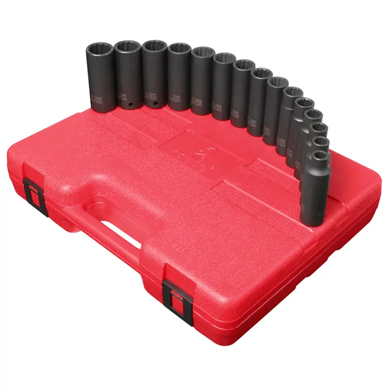 15-Piece 1/2 In. Drive 12-Point Deep Metric Impact Socket Set Sun2672 Sunex 1