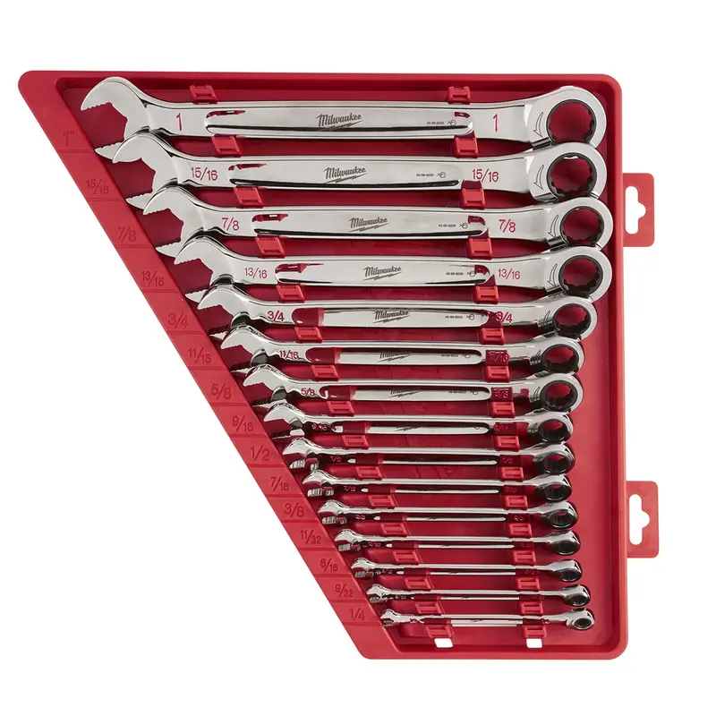 15-Piece Ratcheting Combination Wrench Set Sae W/ Max Bite Open-End Grip Mlw48-22-9416 Milwaukee Tool 1