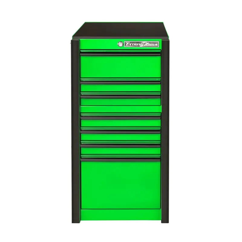 19" Extreme Tools 7-Drawer Side Cabinet, Green Box With Black Trim Extrx192507sborbk Extreme Tools 1