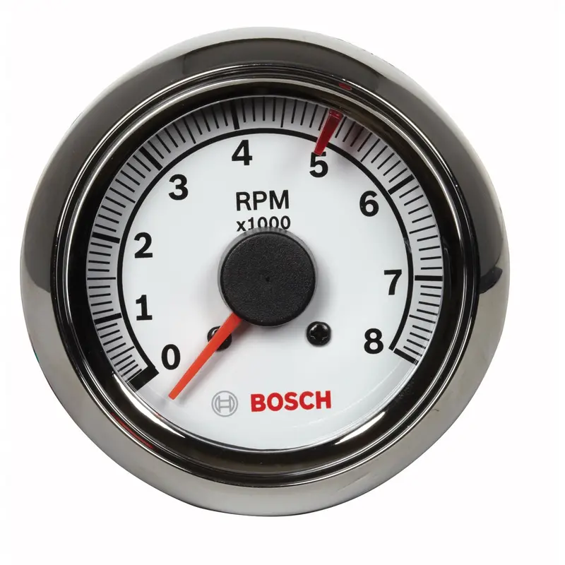 2-5/8" Tachometer, White/Chrome Bosfst7911 Bosch 1