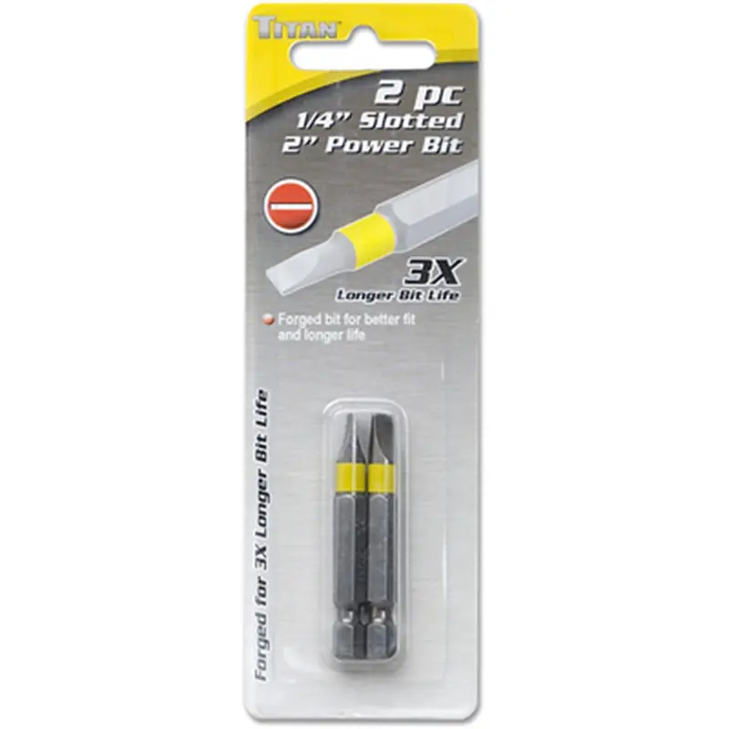 2 Piece 1/4 Inch Drive Slotted 2 Inch Power Bit Tit16230 Titan 1
