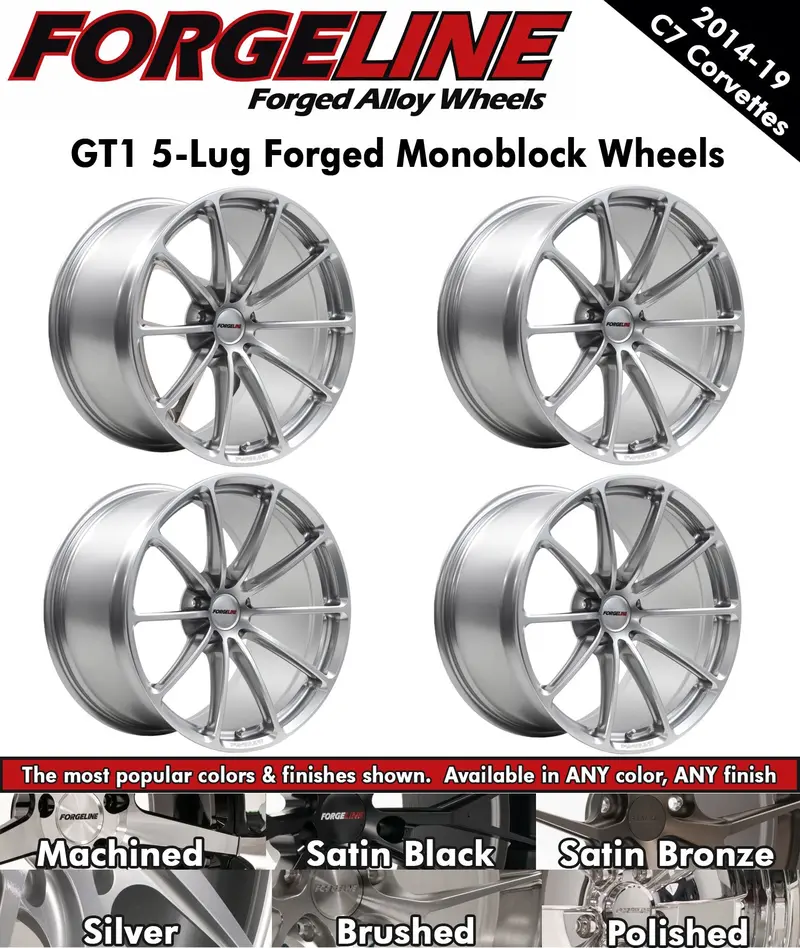 2014-19 Corvette Forgeline Gt1 5-Lug 1-Piece Forged Monoblock Wheels (Ships In Approx. 2-3 Weeks) 1