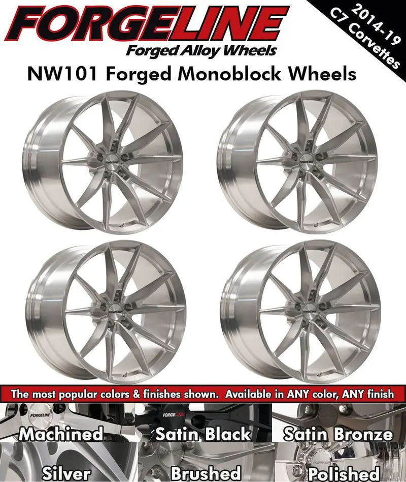 2014-19 Corvette Forgeline Nw101 1-Piece Forged Monoblock Wheels (Ships In Approx. 2-3 Weeks) 1