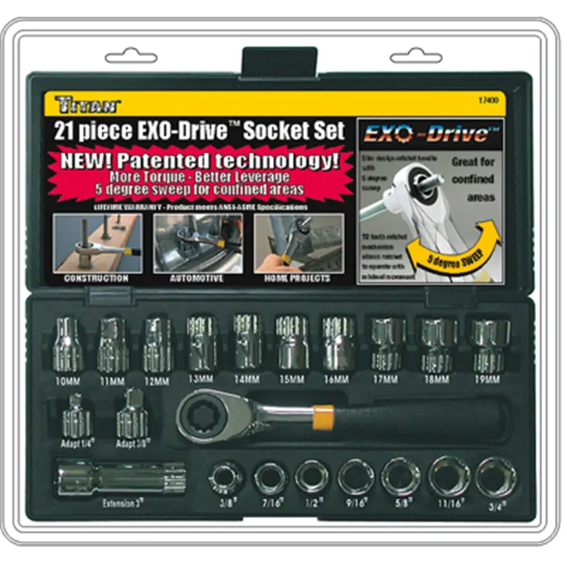 21 Piece Exo-Drive Socket Set Tit17400 Titan 1
