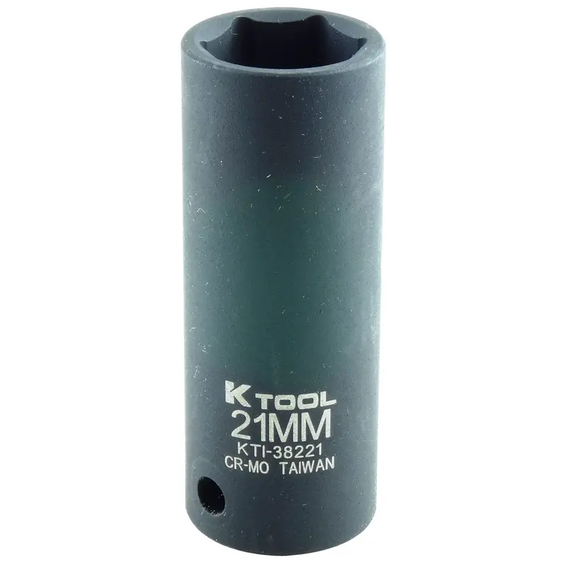 21Mm X 1/2" Drive 6-Point Metric Deep Chrome-Moly Impact Socket (Ea) Kti38221 K Tool International 1