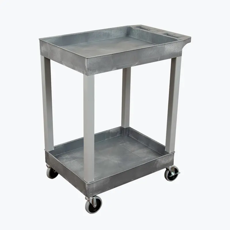 24 X 18 Plastic Utility Two Shelf Tub Cart, Gray Luxsec11hd-G Luxor 1
