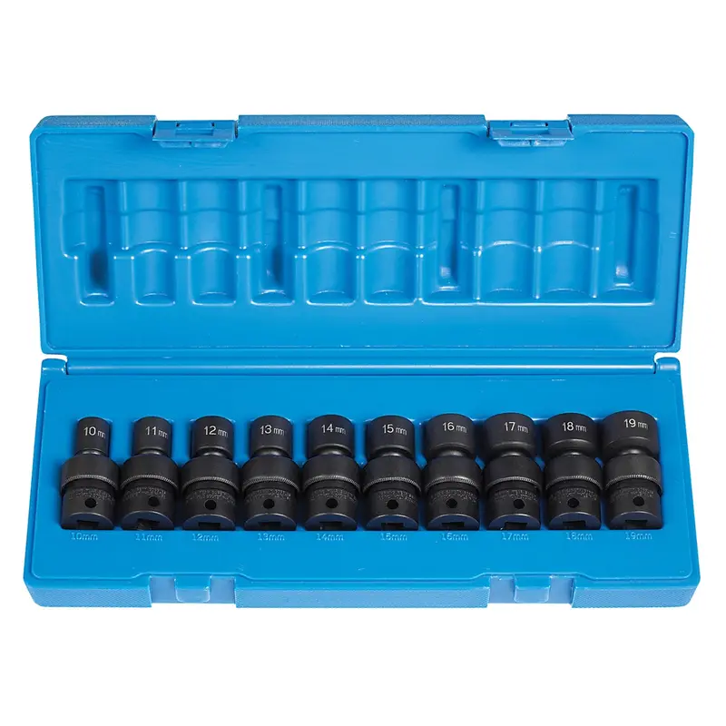 3/8" Dr. 10 Pc. 12 Point Std.Length Metric Univ. Set  Gre1610um Grey Pneumatic 1