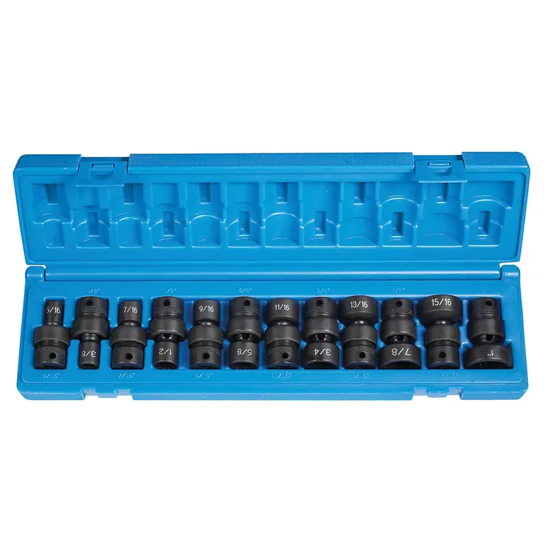 3/8" Dr. 12 Pc. 12 Point Std. Fractional Univ. Set Gre1612u Grey Pneumatic 1