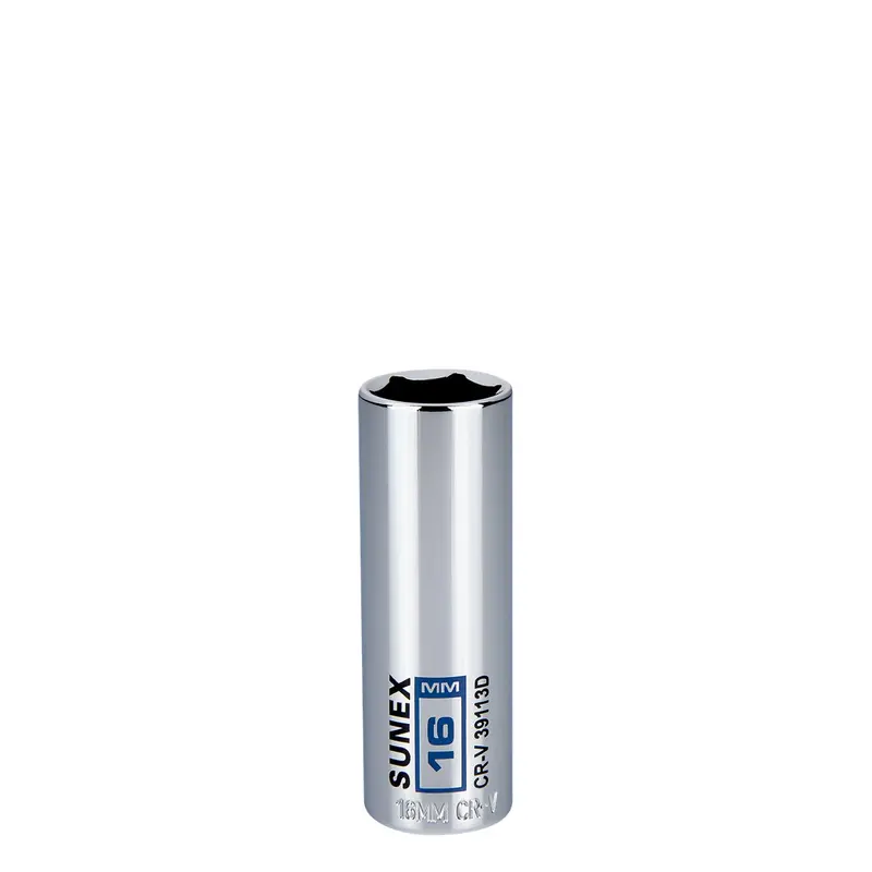 3/8" Drive 6-Point Deep Chrome Socket, 16Mm Sun39113d Sunex 1