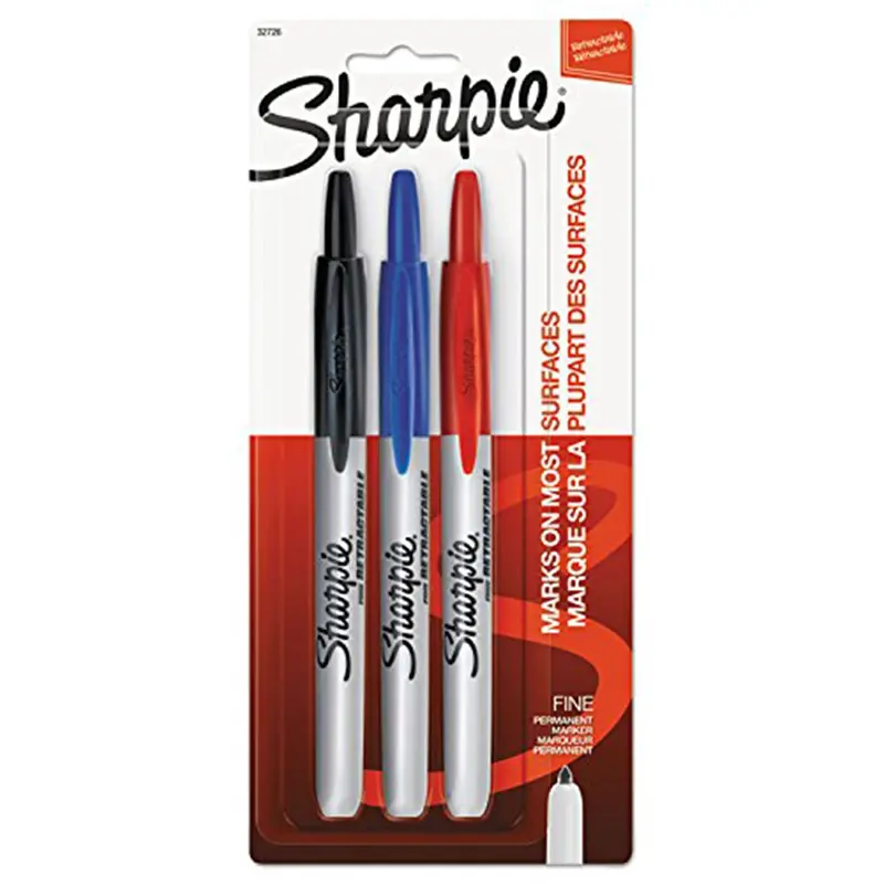 3 Piece Retractable Permanent Markers Assorted Set, Fine Point Shp32726pp Sharpie 1