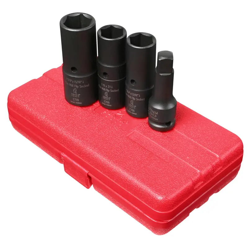 4 Pc. 1/2" Drive Deep Thin Wall Flip Impact Socket Set Sun2724 Sunex 1
