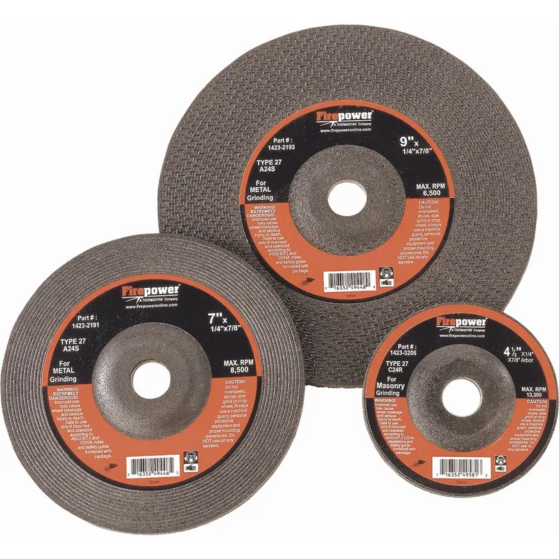 4" X 1/8" X 5/8" Type 27 Depressed Center Grinding Wheel, 5 Per Pack Fpw1423-2186 Firepower 1