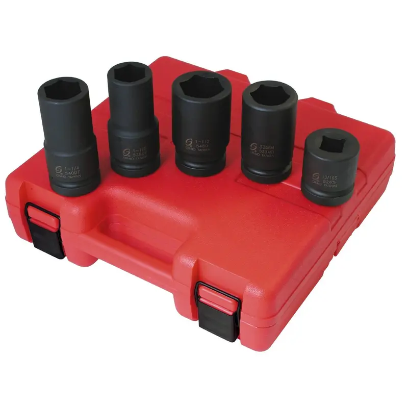 5 Pc. 1" Drive 6Pt Fractional Sae And Metric Wheel Service Impact Socket Set Sun5685 Sunex 1