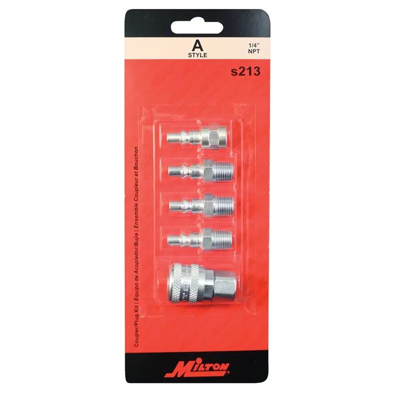 5 Piece A-Style 1/4" Coupler And Plug Kit Mils213 Milton Industries 1