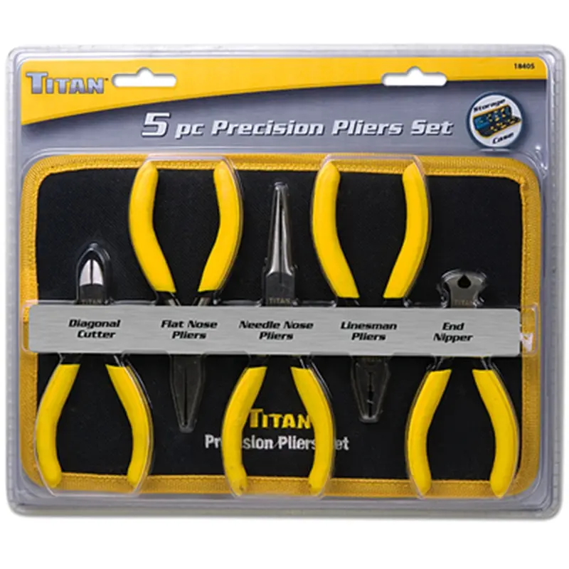 5Pc Precision Pliers Set W/Cas Tit18405 Titan 1