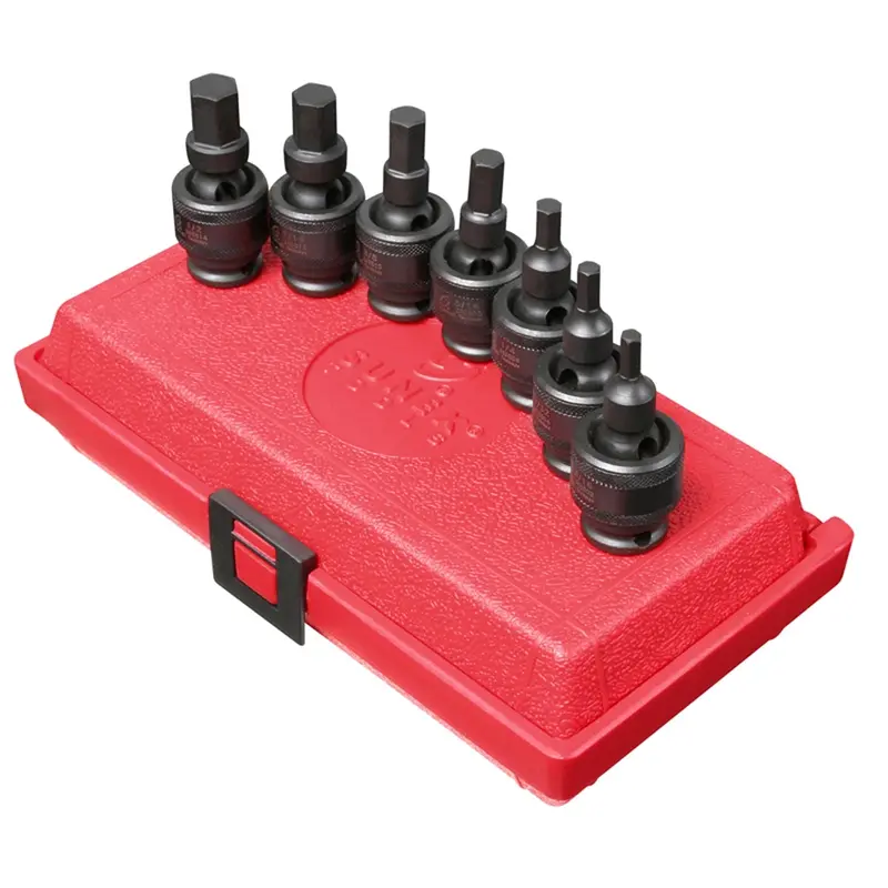 7 Pc. 3/8" Drive Sae Univ. Hex Impact Socket Set Sun3658 Sunex 1