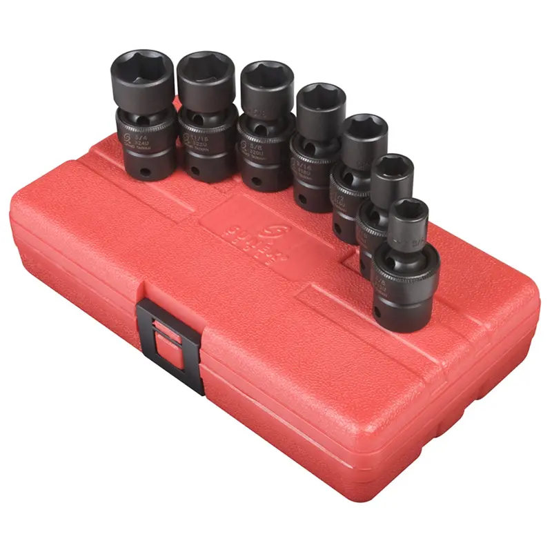 7 Pc. 3/8" Drive Std Fract Sae Univ. Impact Socket Set  Sun3654 Sunex 1