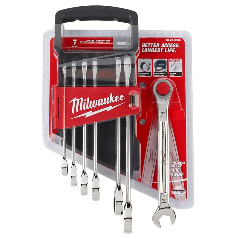 7 Pc. Ratcheting Combination Wrench Set - Metric Mlw48-22-9506 Milwaukee Tool 1