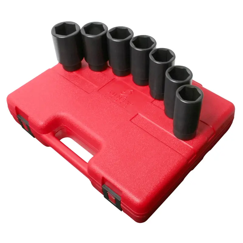 7-Piece 1/2 In. Drive Metric Deep Spindle Nut Impact Socket Set Sun2839 Sunex 1