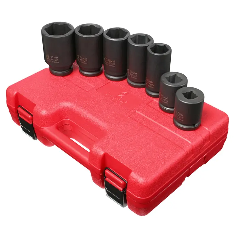 7-Piece 3/4 In. Drive 6-Point Metric Deep Truck Service Impact Socket Set Sun4070m Sunex 1