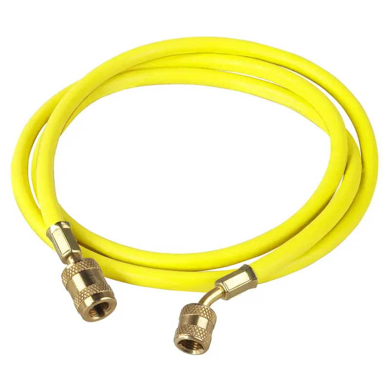 72" Yellow Enviro-Guard Hose With 45 Degree Quick Seal Fitting Rob68172a Robinair 1