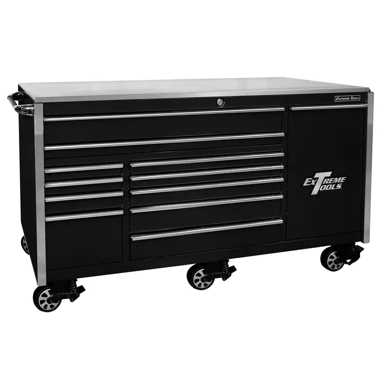 76 In. 12-Drawer Professional Roller Cabinet, Black Extex7612rcbk Extreme Tools 1
