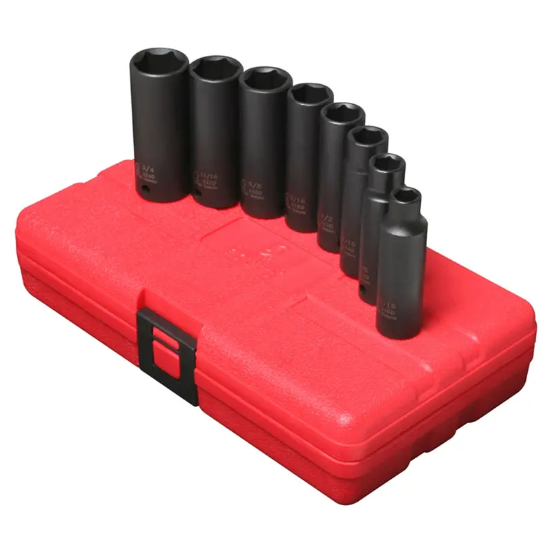8 Pc. 3/8" Drive 6-Point Deep Sae Impact Socket Set  Sun3652 Sunex 1