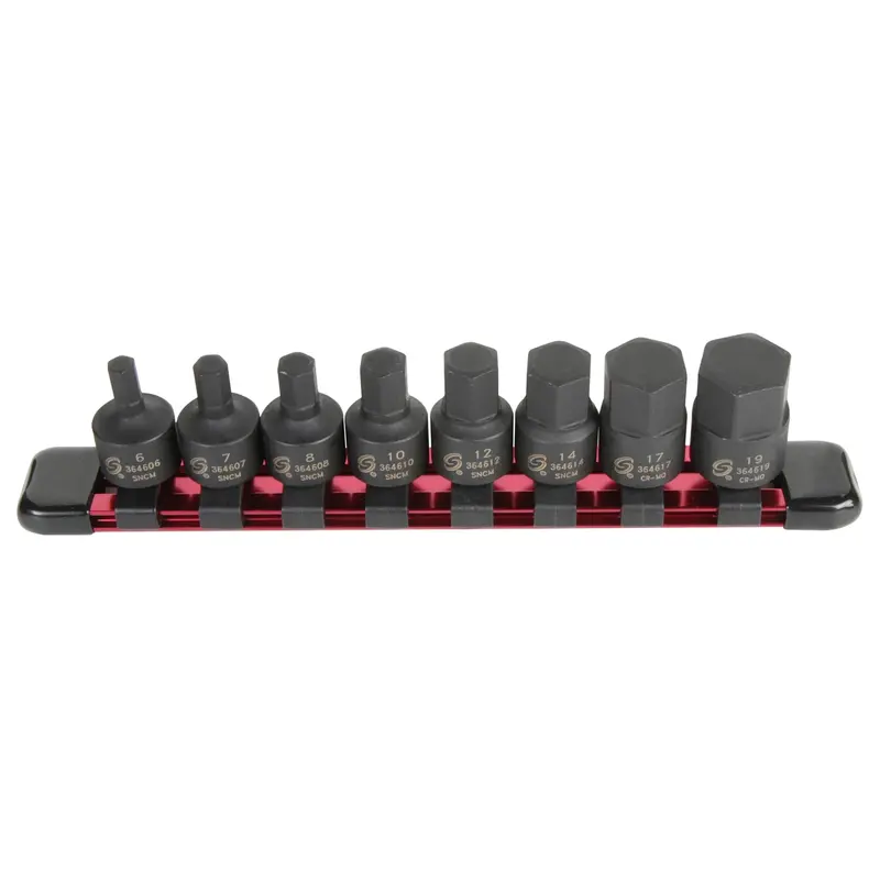 8 Pc. 3/8" Drive Metric Stubby Impact Hex Driver Set Sun3645 Sunex 1