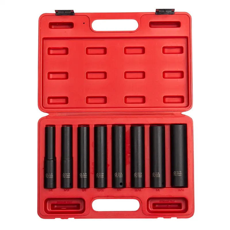 8-Piece 1/2 In. Drive 6-Point Extra Deep Fractional Sae Impact Socket Set Sun2848 Sunex 1